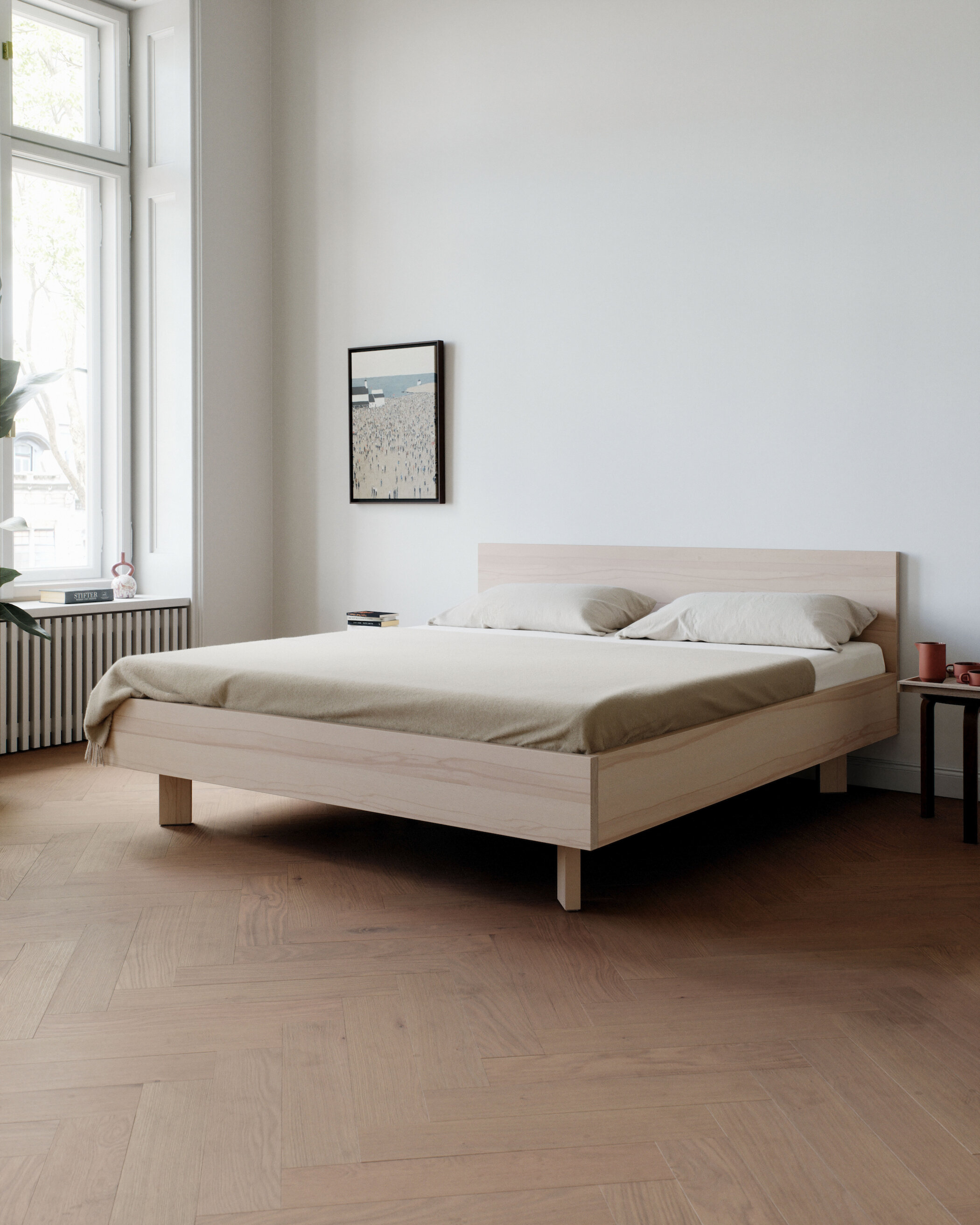 Glein - Bett - Kernbuche weiß geölt