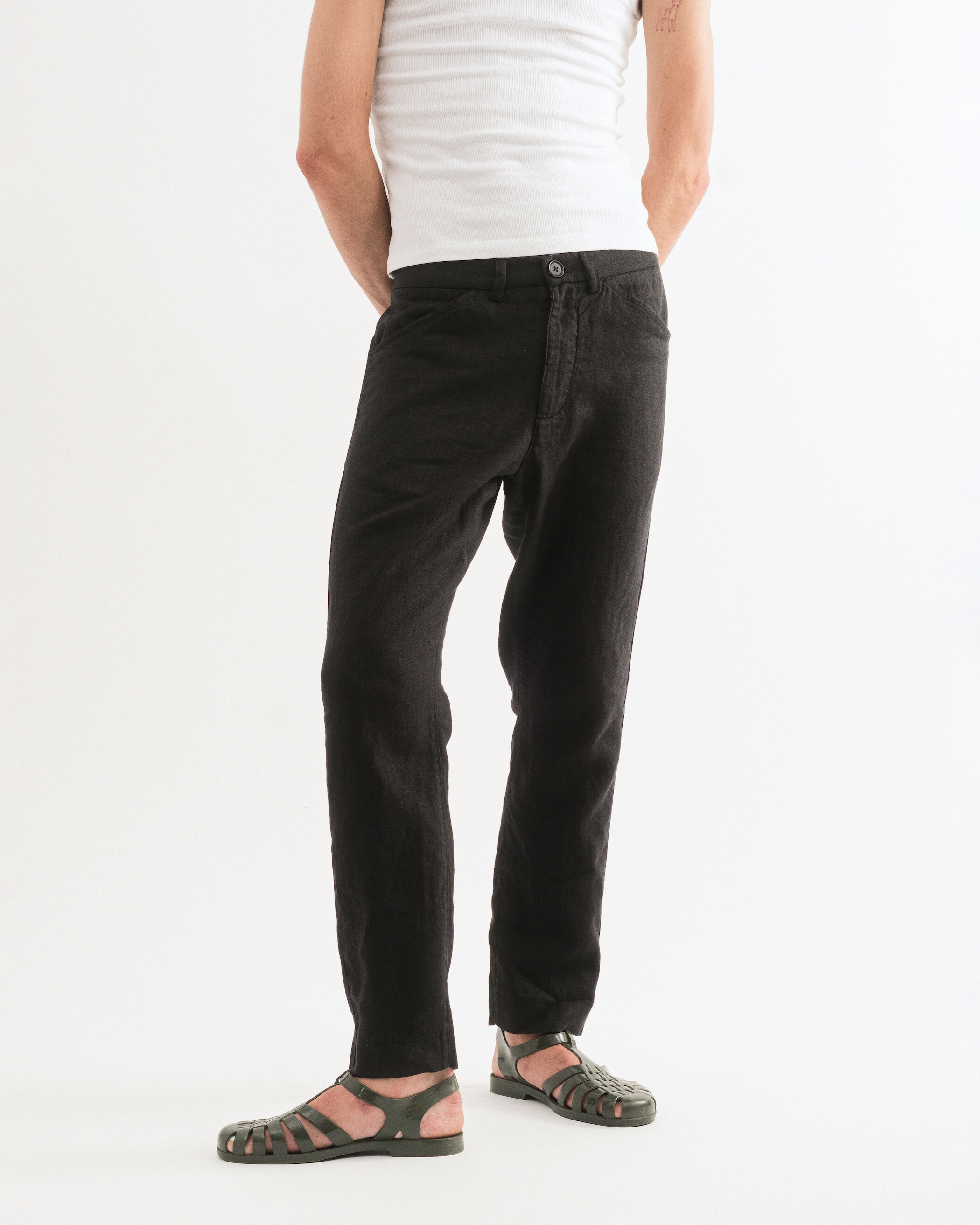 Glein - Linen Pants - black